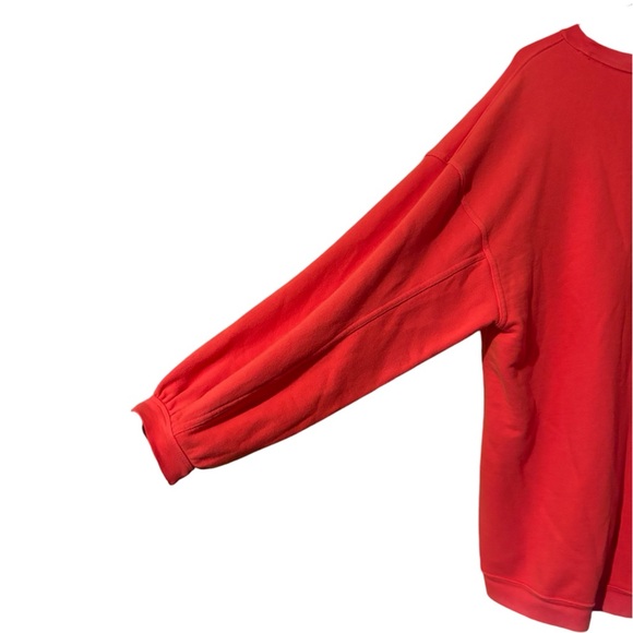 Aerie Oversized Embroidered Heart Real Crew Sweatshirt in Resort Red - Picture 9 of 12